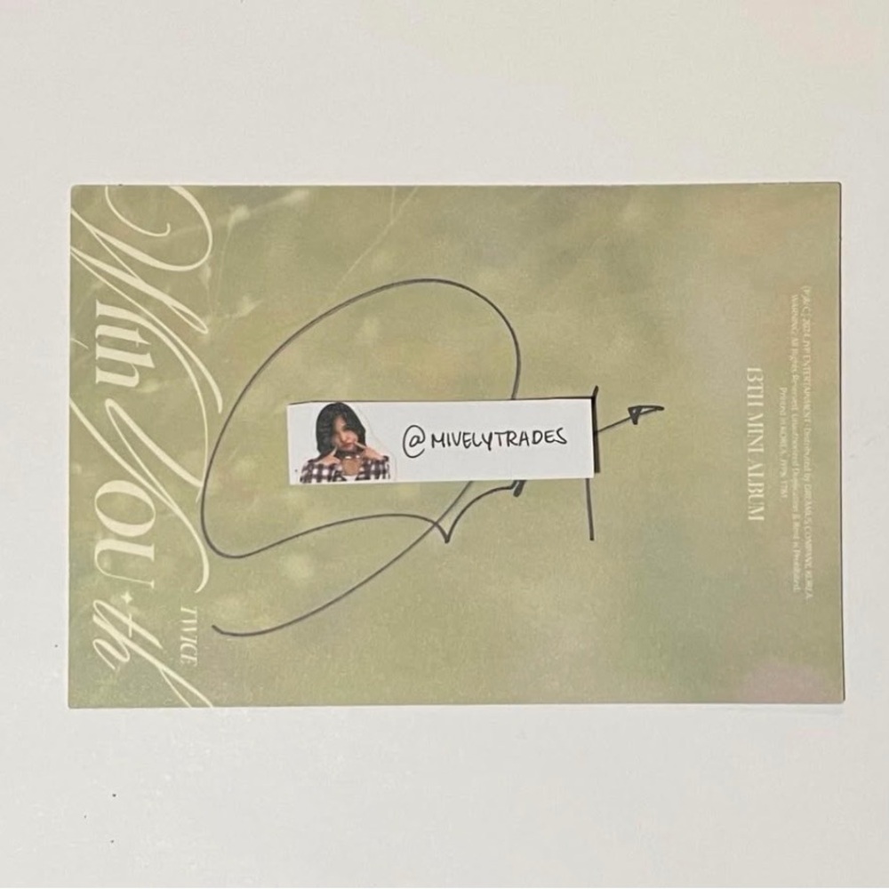TWICE Mina With You-th signed postcard